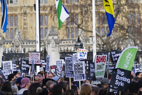 Protest in London against missile strikes on Syria