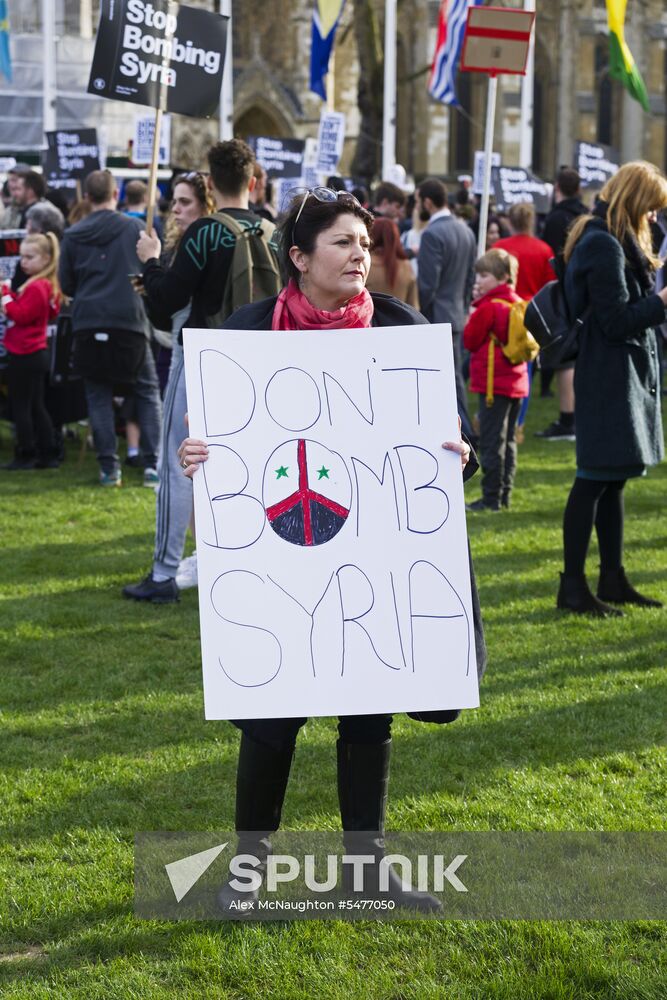 Protest in London against missile strikes on Syria