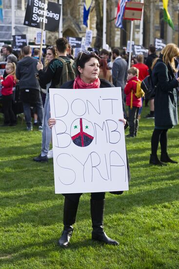 Protest in London against missile strikes on Syria