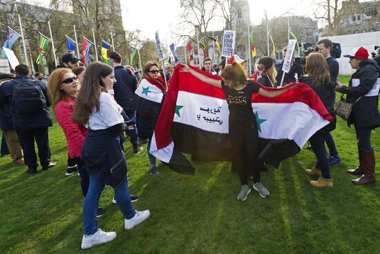 Protest in London against missile strikes on Syria