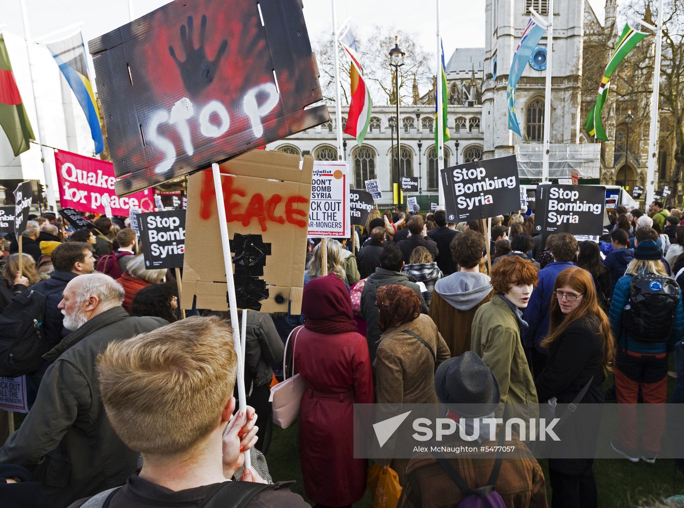 Protest in London against missile strikes on Syria