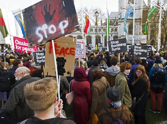 Protest in London against missile strikes on Syria