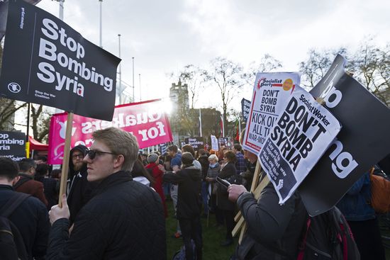 Protest in London against missile strikes on Syria