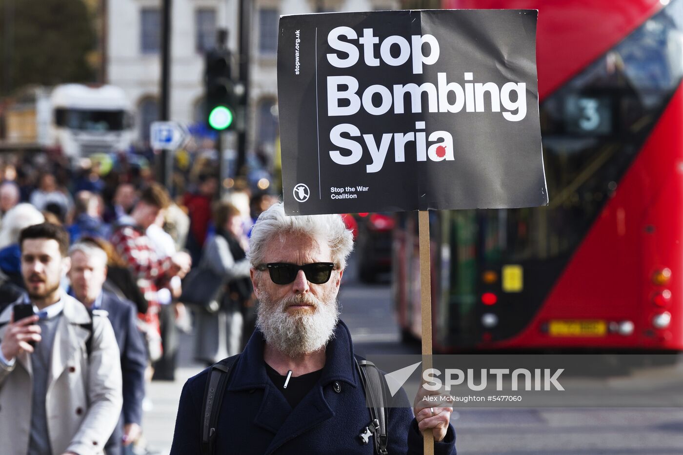 Protest in London against missile strikes on Syria