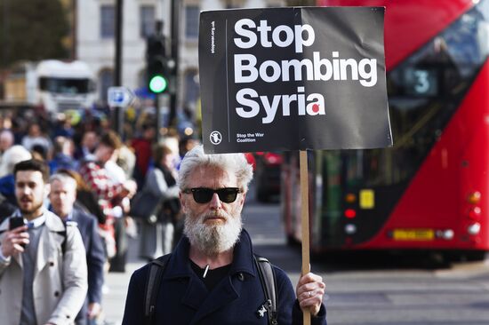 Protest in London against missile strikes on Syria