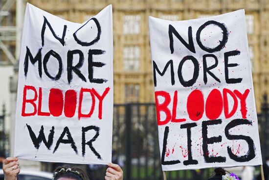 Protest in London against missile strikes on Syria