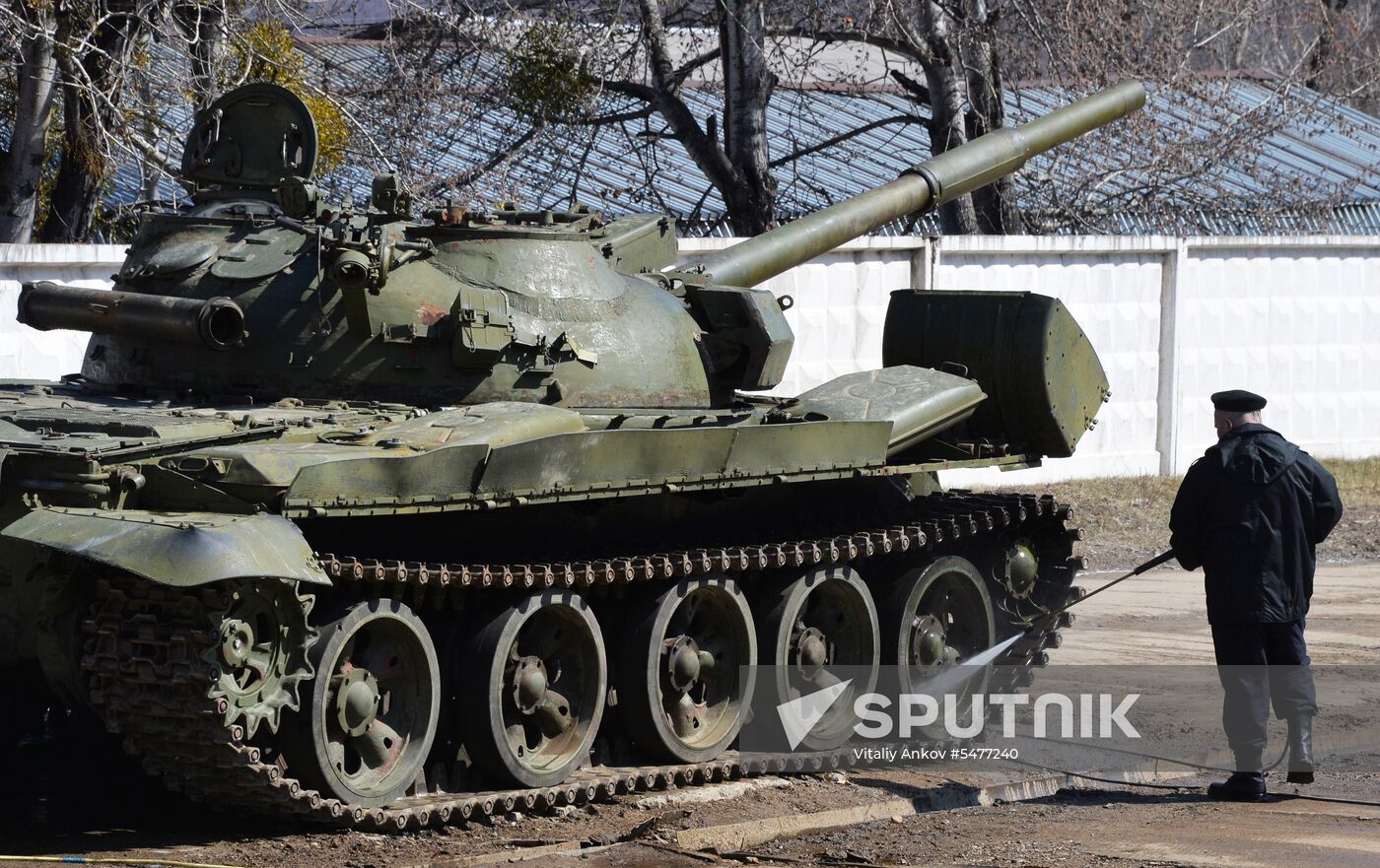 Central storage base for armored vehicles in Primorye