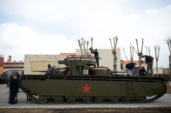 Testing replica of Soviet tank T-35 in Yekaterinburg