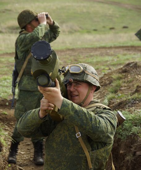 Firearms drill of the People's Militia of the Lugansk People's Republic