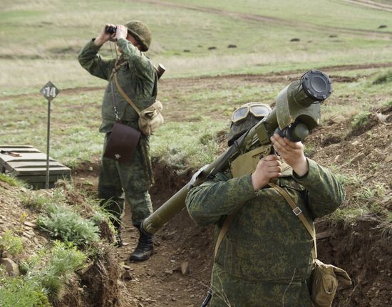 Firearms drill of the People's Militia of the Lugansk People's Republic