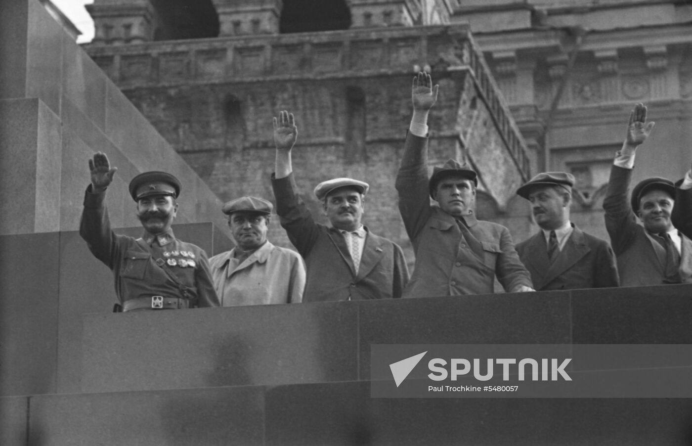 Deputies of RSFSR Supreme Soviet on rostrum of Lenin Mausoleum