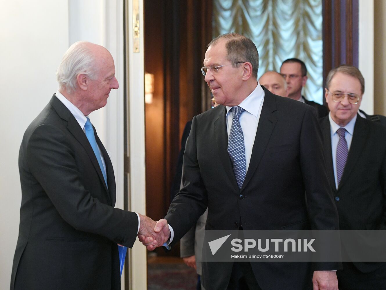 Russian Foreign Minister Sergei Lavrov meets with UN's Special Envoy for Syria Staffan de Mistura