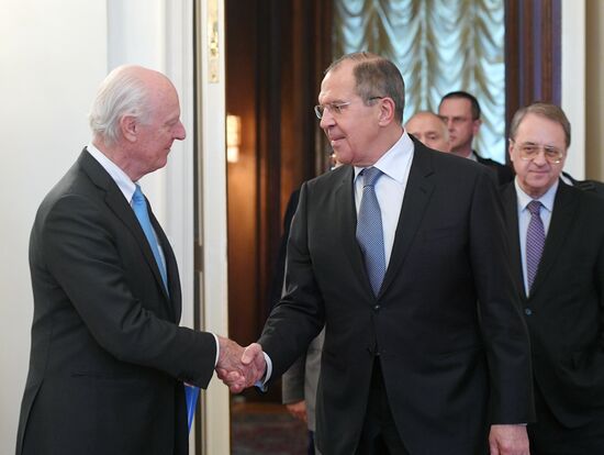 Russian Foreign Minister Sergei Lavrov meets with UN's Special Envoy for Syria Staffan de Mistura