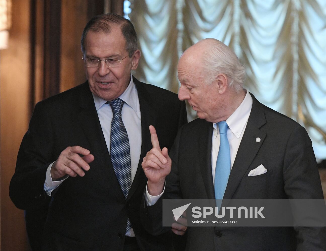 Russian Foreign Minister Sergei Lavrov meets with UN's Special Envoy for Syria Staffan de Mistura