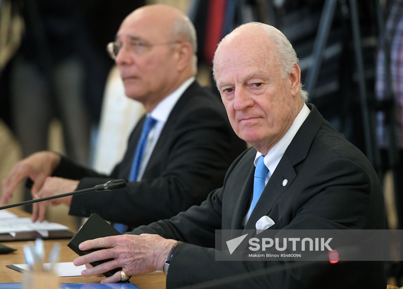 Russian Foreign Minister Sergei Lavrov meets with UN's Special Envoy for Syria Staffan de Mistura