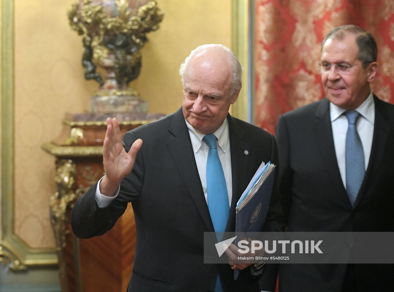 Russian Foreign Minister Sergei Lavrov meets with UN's Special Envoy for Syria Staffan de Mistura