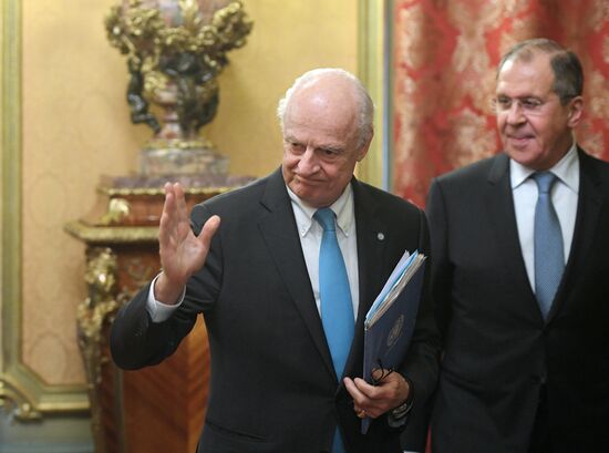 Russian Foreign Minister Sergei Lavrov meets with UN's Special Envoy for Syria Staffan de Mistura