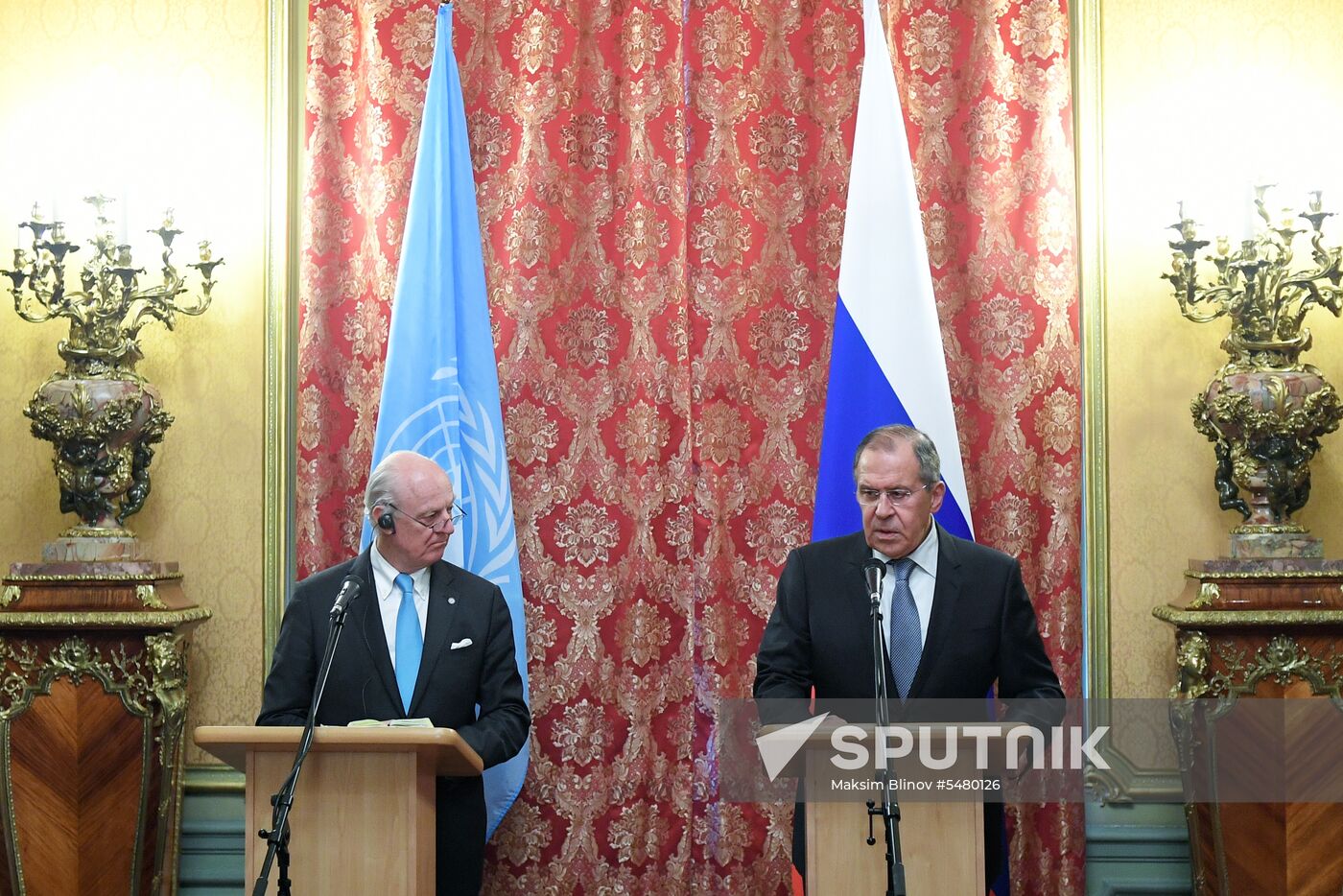 Russian Foreign Minister Sergei Lavrov meets with UN's Special Envoy for Syria Staffan de Mistura