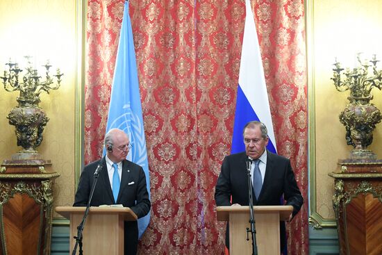 Russian Foreign Minister Sergei Lavrov meets with UN's Special Envoy for Syria Staffan de Mistura