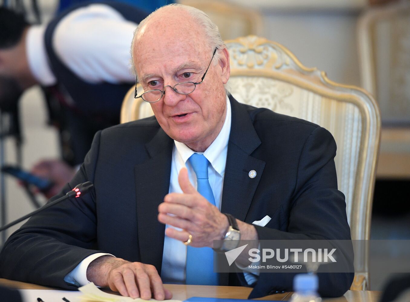 Russian Foreign Minister Sergei Lavrov meets with UN's Special Envoy for Syria Staffan de Mistura