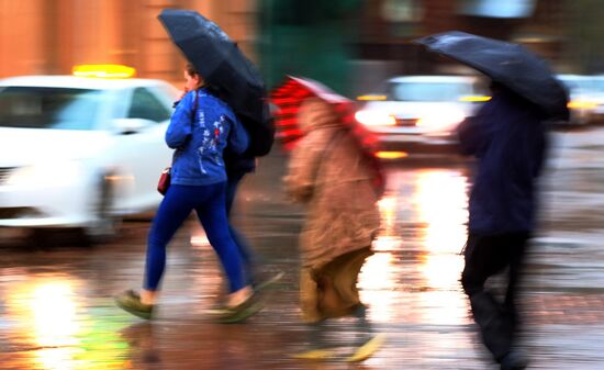Heavy rain in Moscow