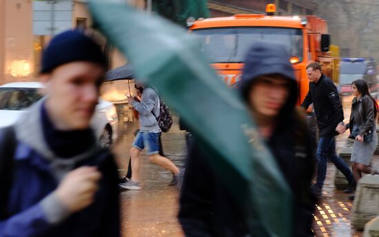 Heavy rain in Moscow