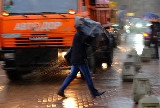 Heavy rain in Moscow