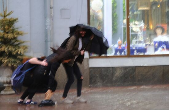 Heavy rain in Moscow