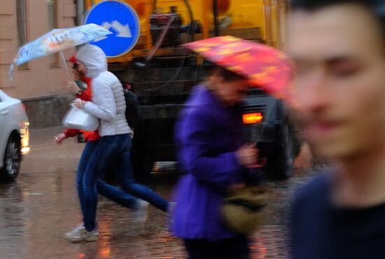 Heavy rain in Moscow