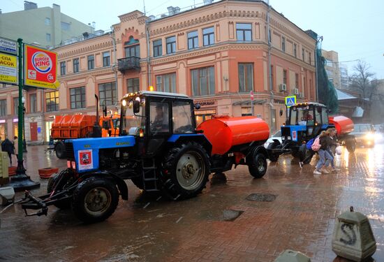 Heavy rain in Moscow