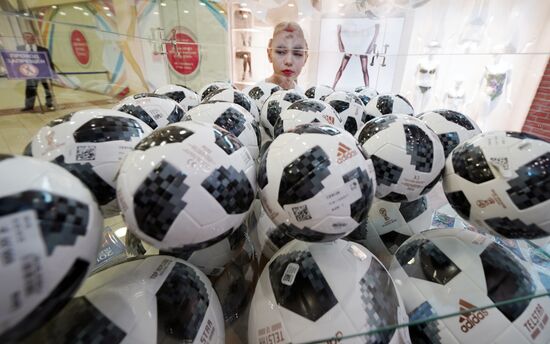 Shop selling attributes of 2018 FIFA World Cup in Kaliningrad