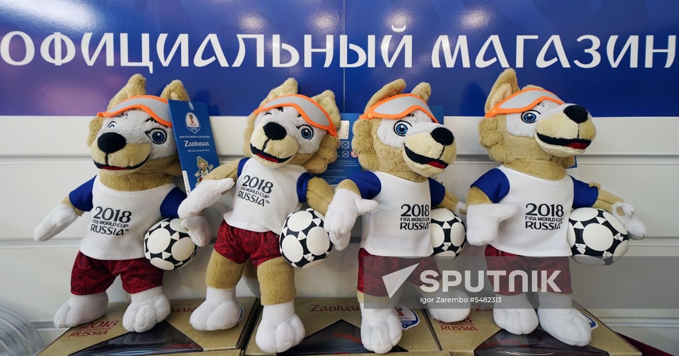 Shop selling attributes of 2018 FIFA World Cup in Kaliningrad