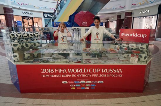 Shop selling attributes of 2018 FIFA World Cup in Kaliningrad