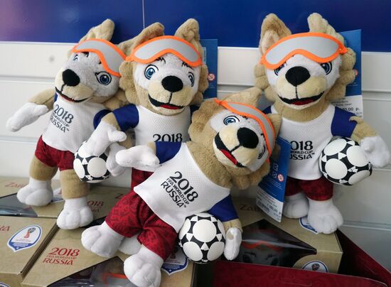 Shop selling attributes of 2018 FIFA World Cup in Kaliningrad
