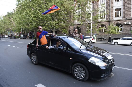 Rally in Yerevan due to Serzh Sargsyan's resignation