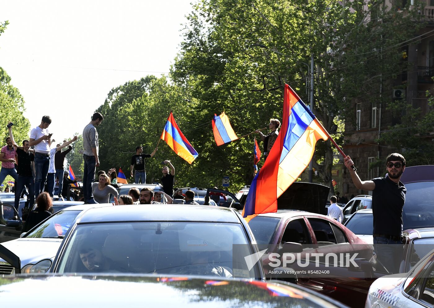 Rally in Yerevan due to Serzh Sargsyan's resignation