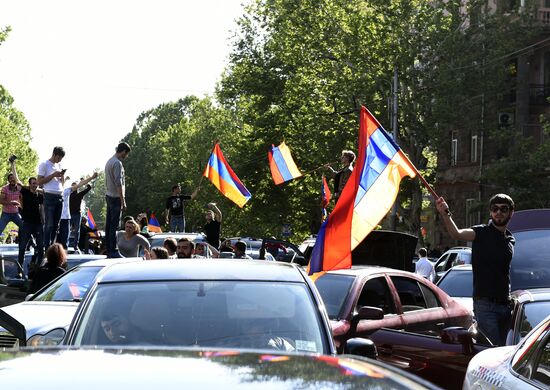 Rally in Yerevan due to Serzh Sargsyan's resignation