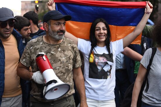 Rally in Yerevan due to Serzh Sargsyan's resignation
