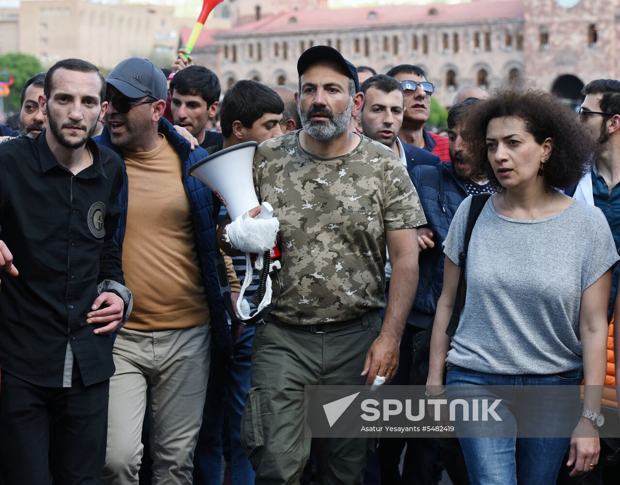 Rally in Yerevan due to Serzh Sargsyan's resignation