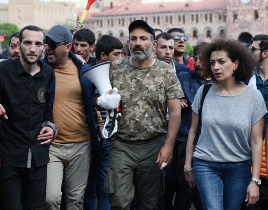 Rally in Yerevan due to Serzh Sargsyan's resignation