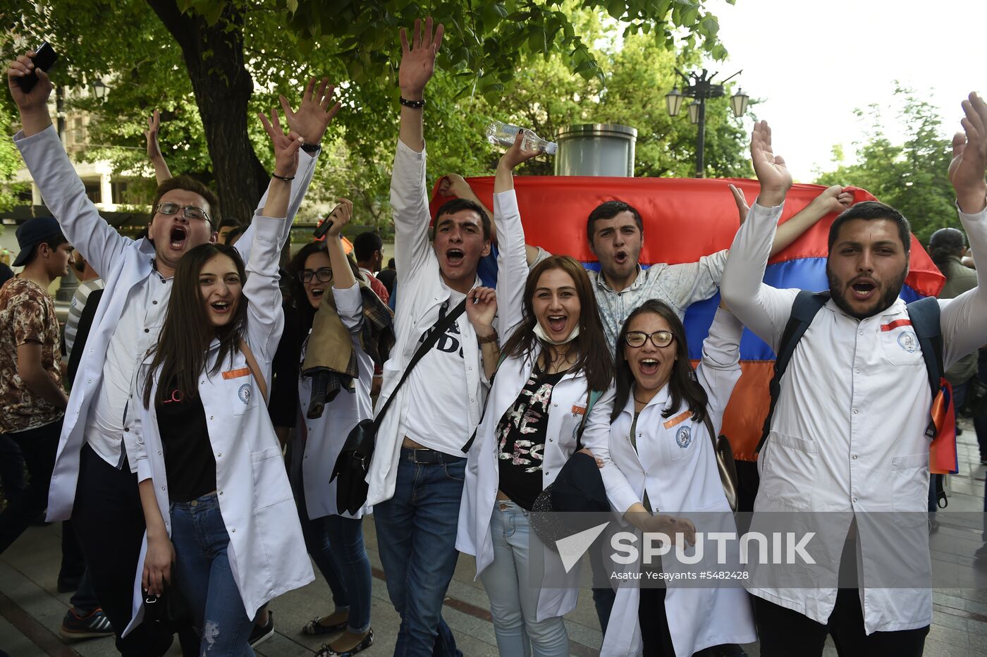 Rally in Yerevan due to Serzh Sargsyan's resignation
