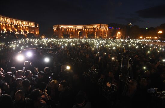 Rally in Yerevan due to Serzh Sargsyan's resignation