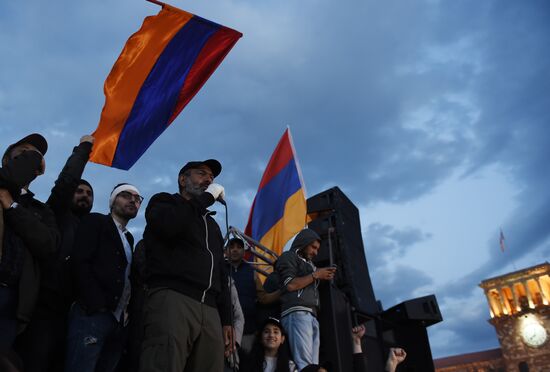 Rally in Yerevan due to Serzh Sargsyan's resignation