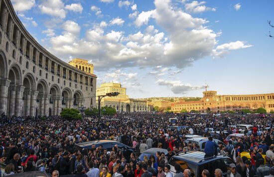 Rally in Yerevan due to Serzh Sargsyan's resignation