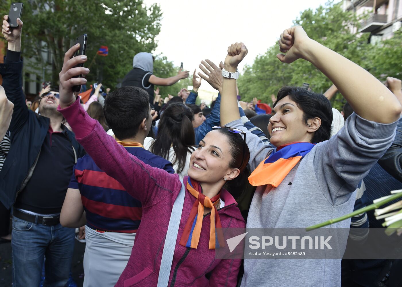 Rally in Yerevan due to Serzh Sargsyan's resignation