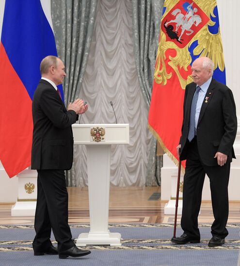 Russian President Vladimir Putin presents Hero of Labor of Russian Federation medals