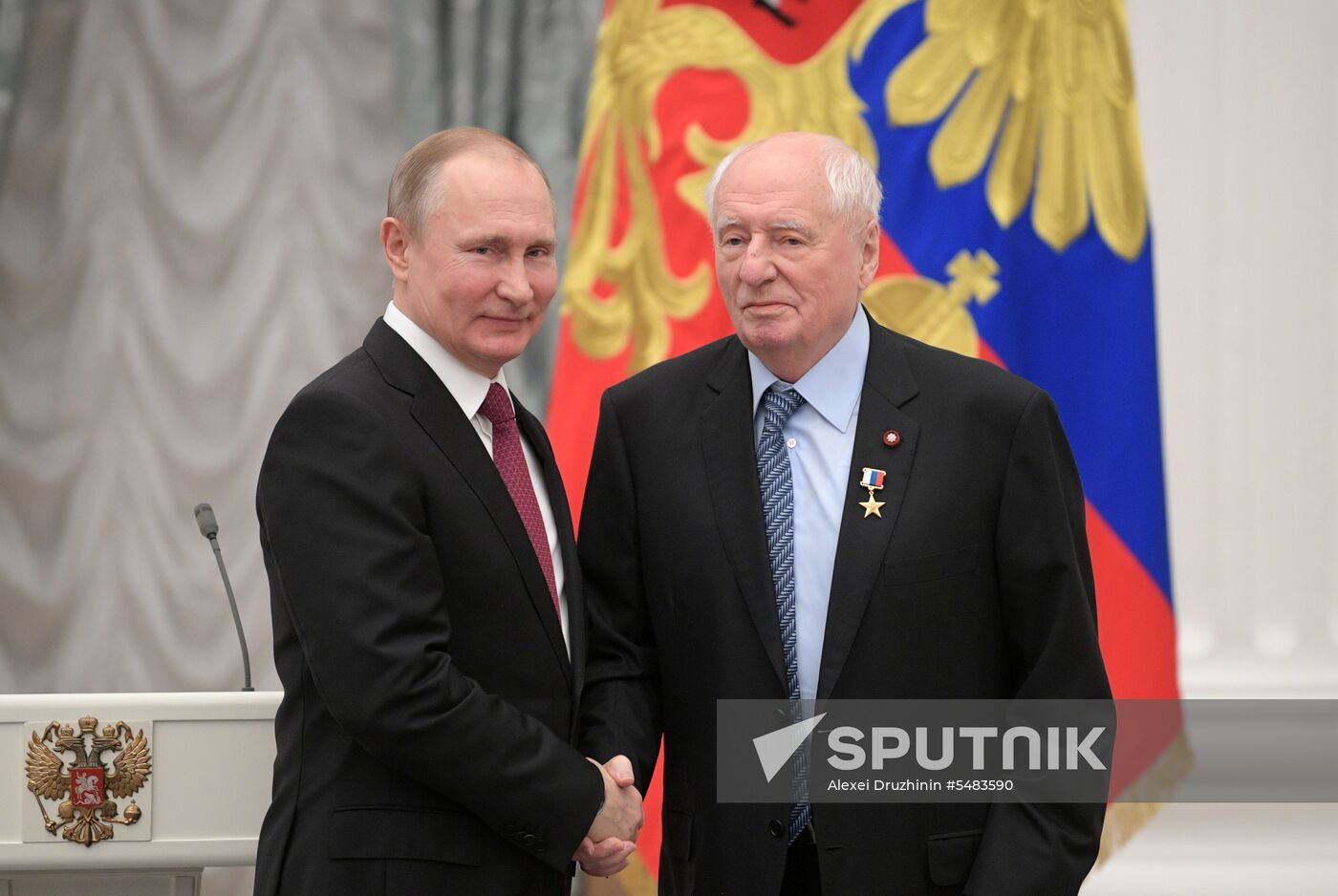 Russian President Vladimir Putin presents Hero of Labor of Russian Federation medals