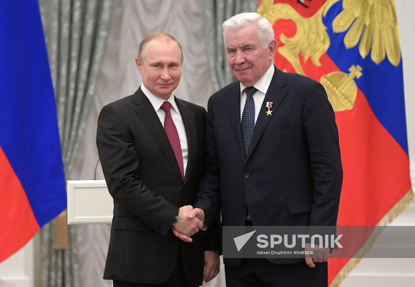 Russian President Vladimir Putin presents Hero of Labor of Russian Federation medals