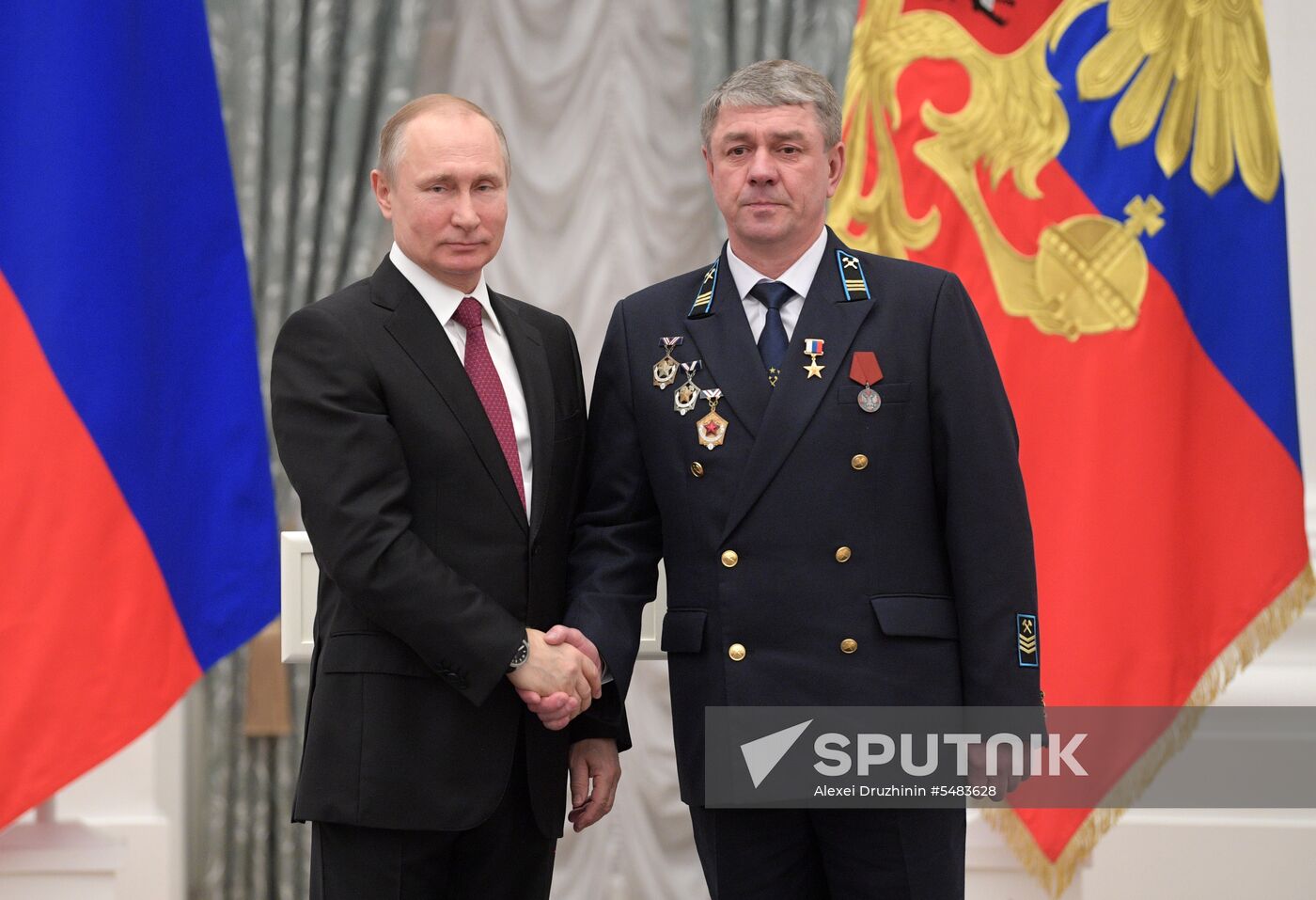 Russian President Vladimir Putin presents Hero of Labor of Russian Federation medals