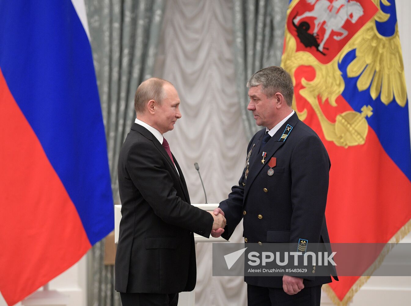 Russian President Vladimir Putin presents Hero of Labor of Russian Federation medals